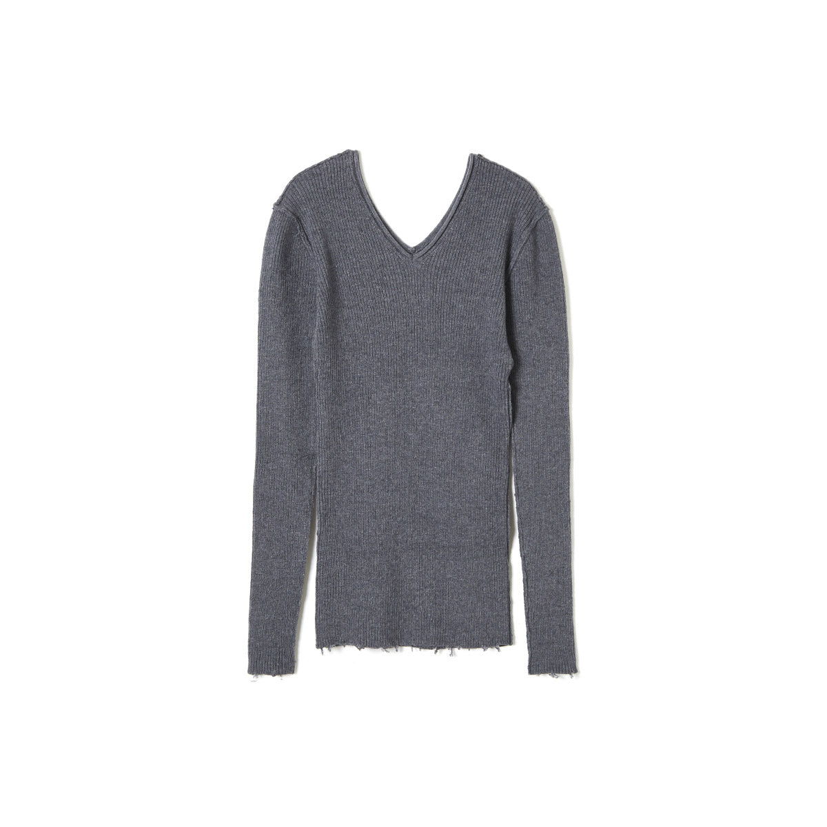 Fit Rib V Neck Knit / Gray