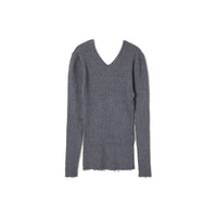 Fit Rib V-Neck Knit / Gray