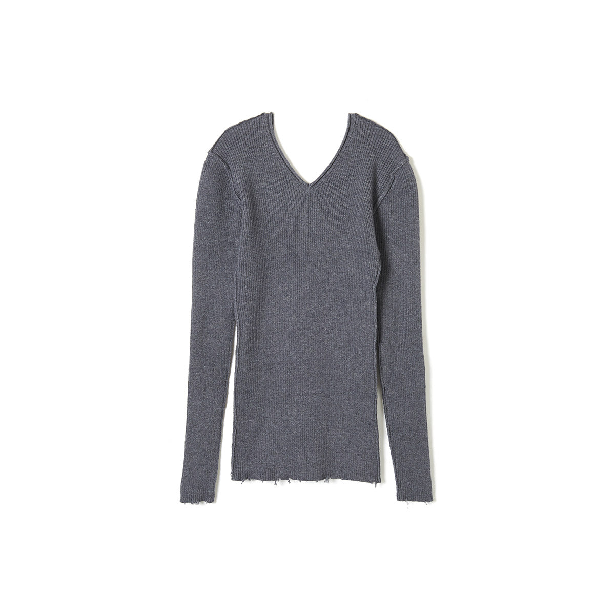 Fit Rib V Neck Knit / Gray