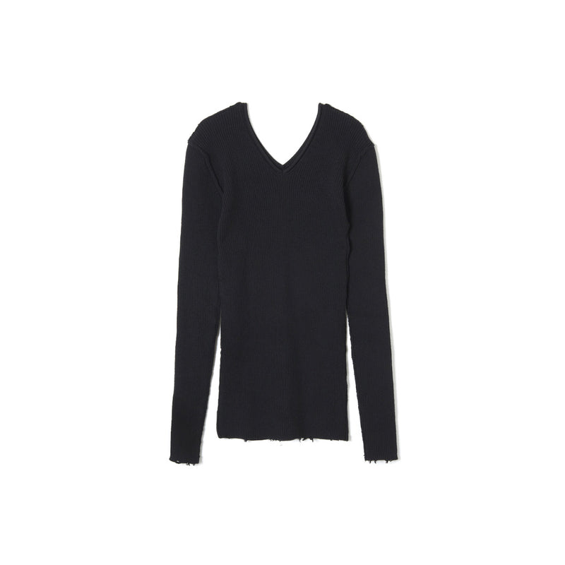 Fit Rib V Neck Knit / Black