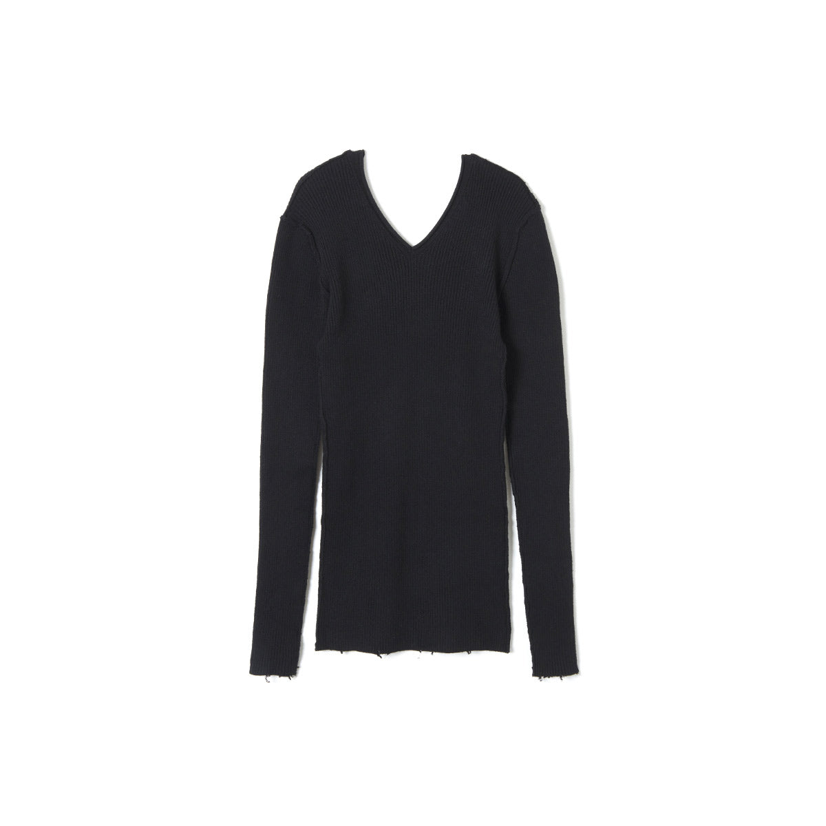 Fit Rib V Neck Knit / Black