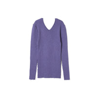 Fit Rib V-Neck Knit / Lavender