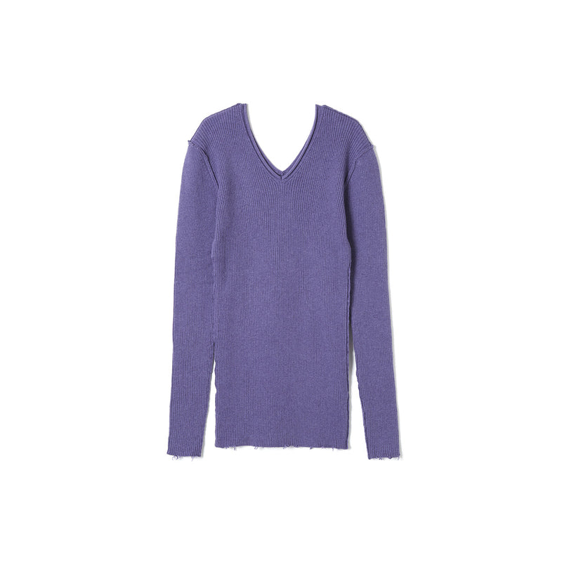 Fit Rib V Neck Knit / Lavender