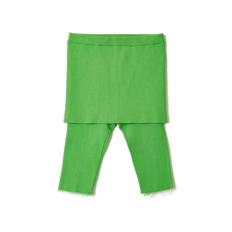 Cotton Rib Line Shorts / Green