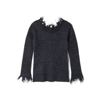 Mohair & Wool Damaged Knit Sweater / Gray