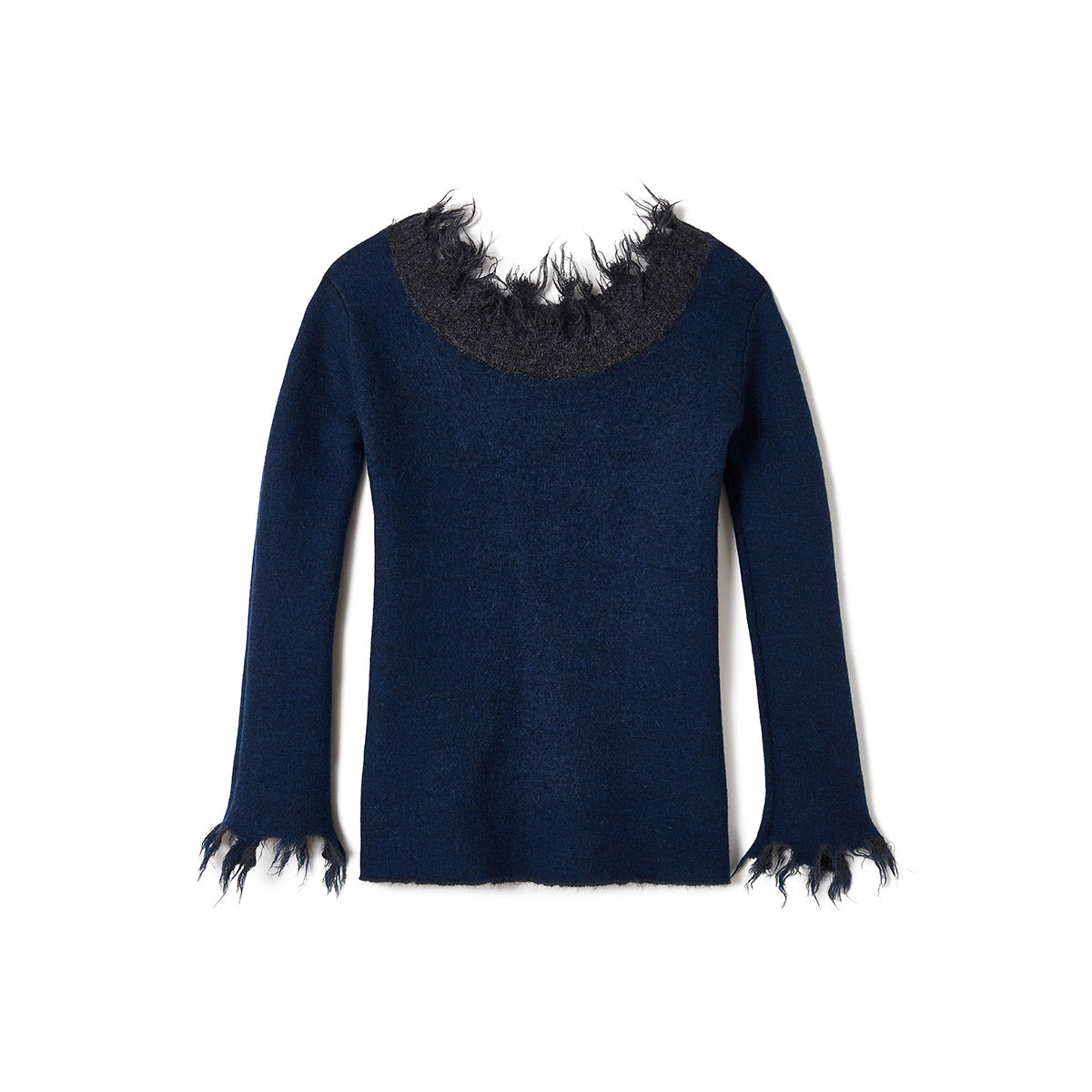 Mohair & Wool Damaged Knit Sweater / Gray