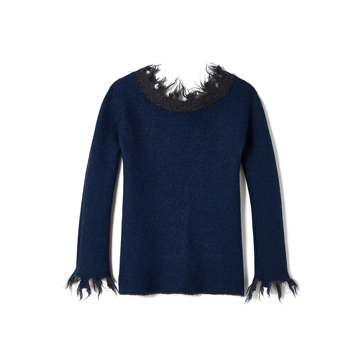 Mohair & Wool Damaged Knit Sweater / Gray