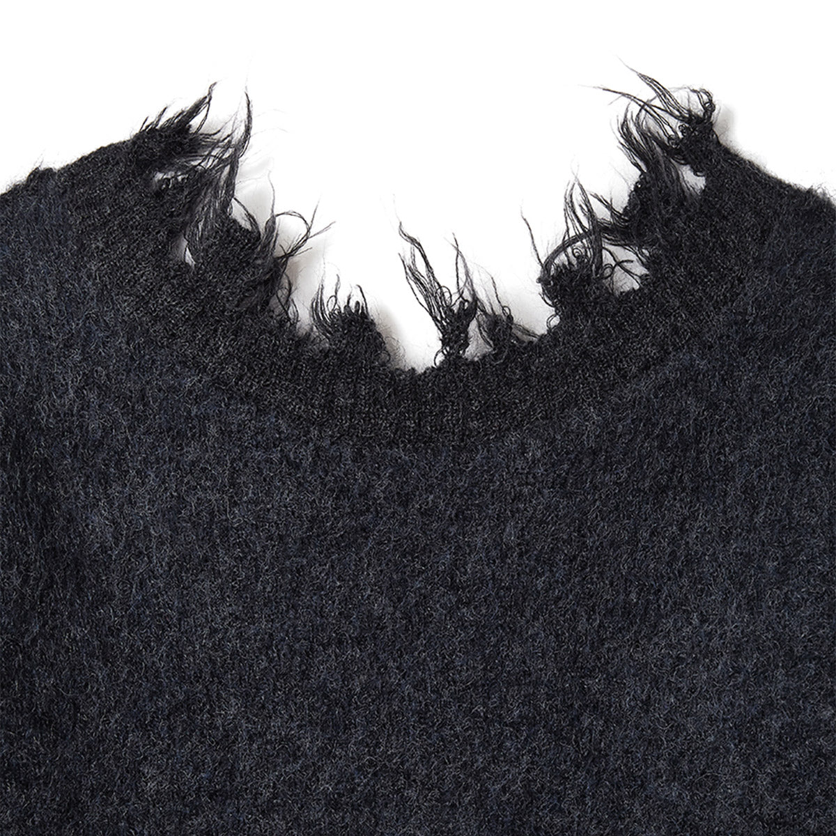 Mohair & Wool Damaged Knit Sweater / Gray