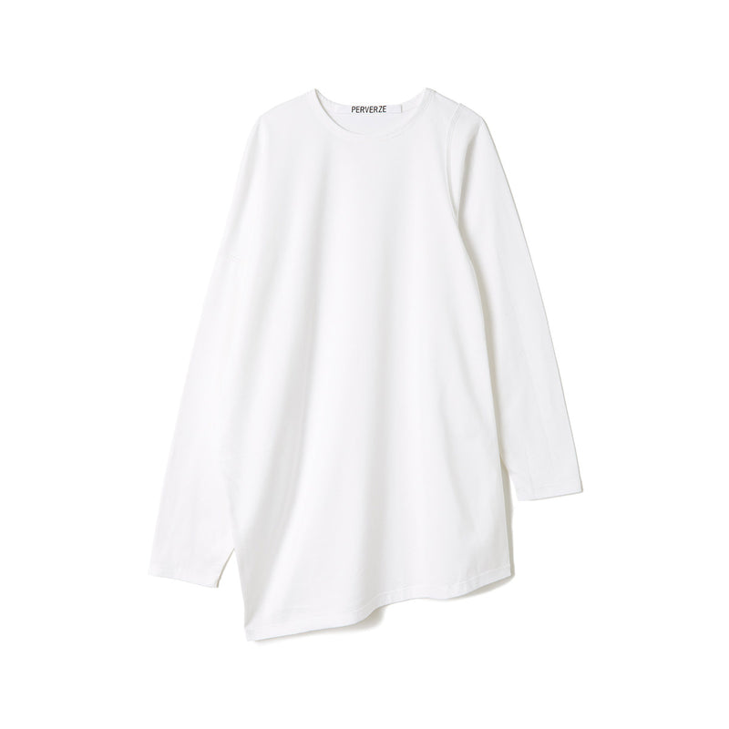 Slip Neck Long Tee / White
