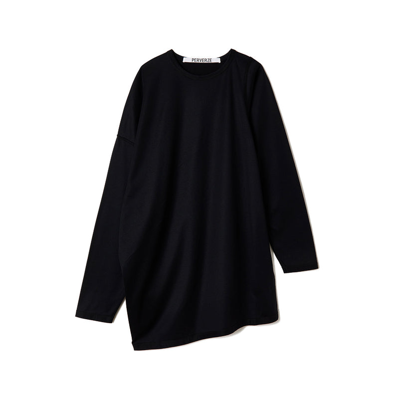 Slip Neck Long Tee / Black