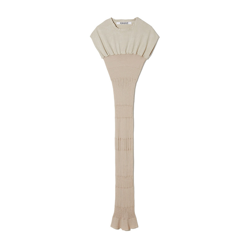 Combination Tee-dress / Beige