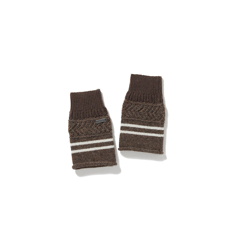 Striped Knit Sleeve Cuff / Brown
