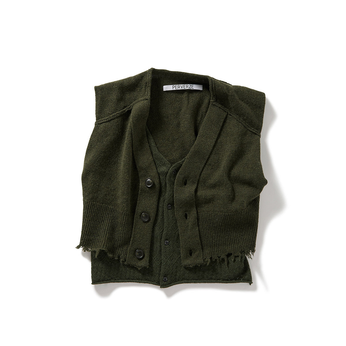 Lambs-wool Layered Knit Vest / Khaki