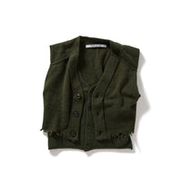 Lambs-wool Layered Knit Vest / Khaki