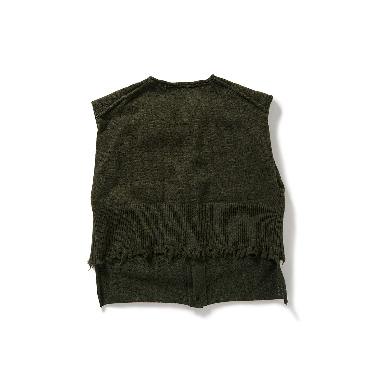 Lambs-wool Layered Knit Vest / Khaki