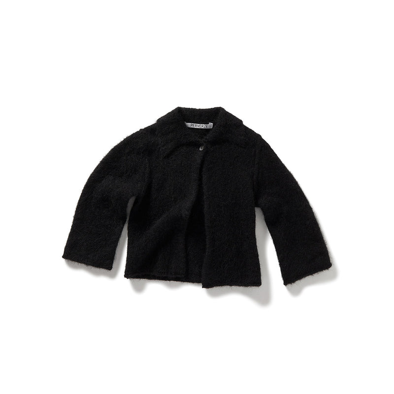 Fluffy Knit Cardigan / Black