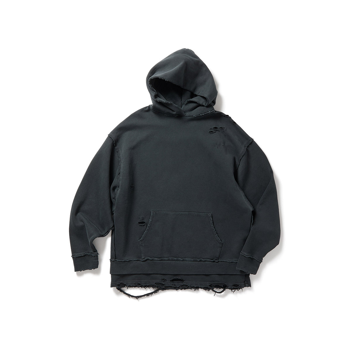 DISTRESS Step Layered Hoodie / Gray
