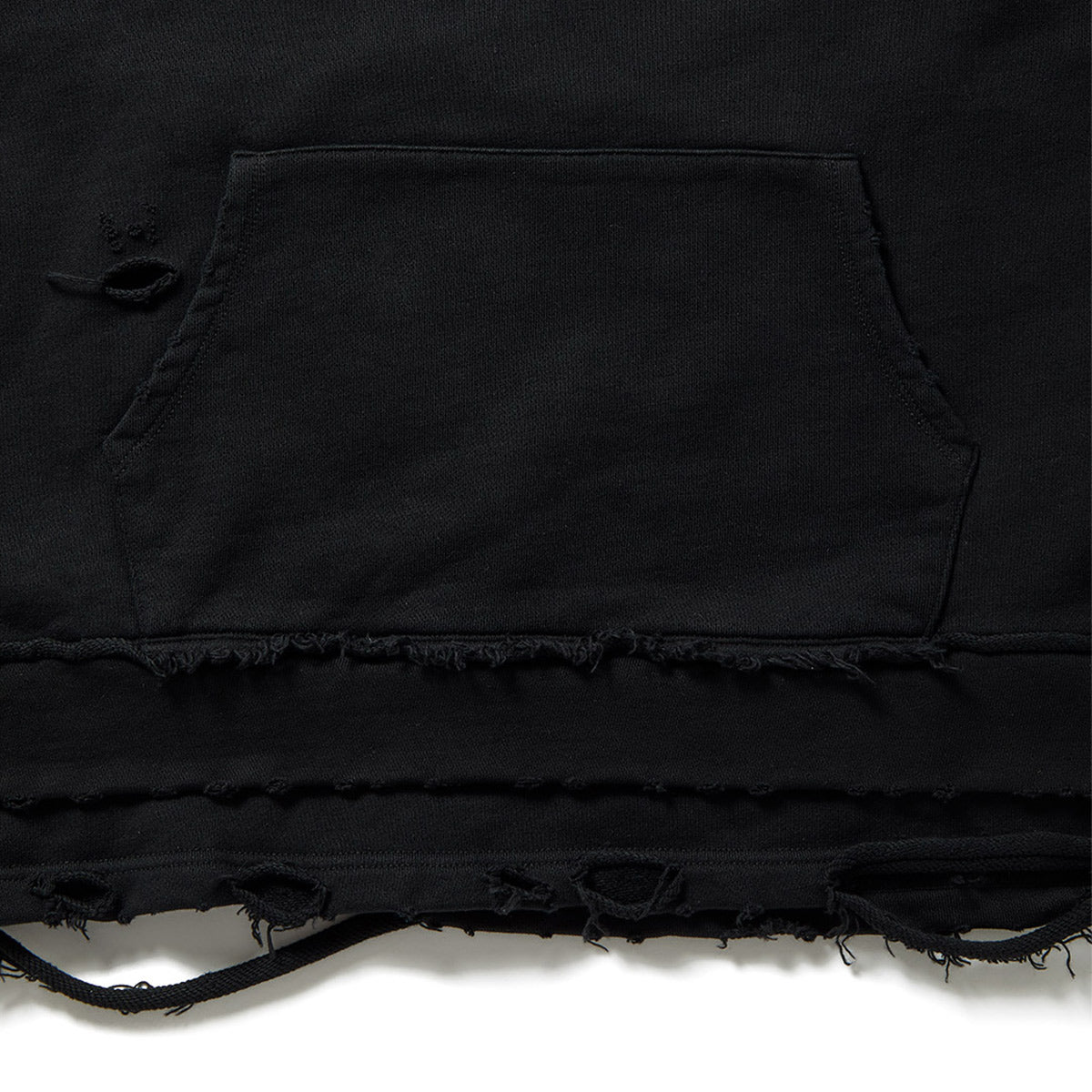 DISTRESS Step Layered Hoodie / Black