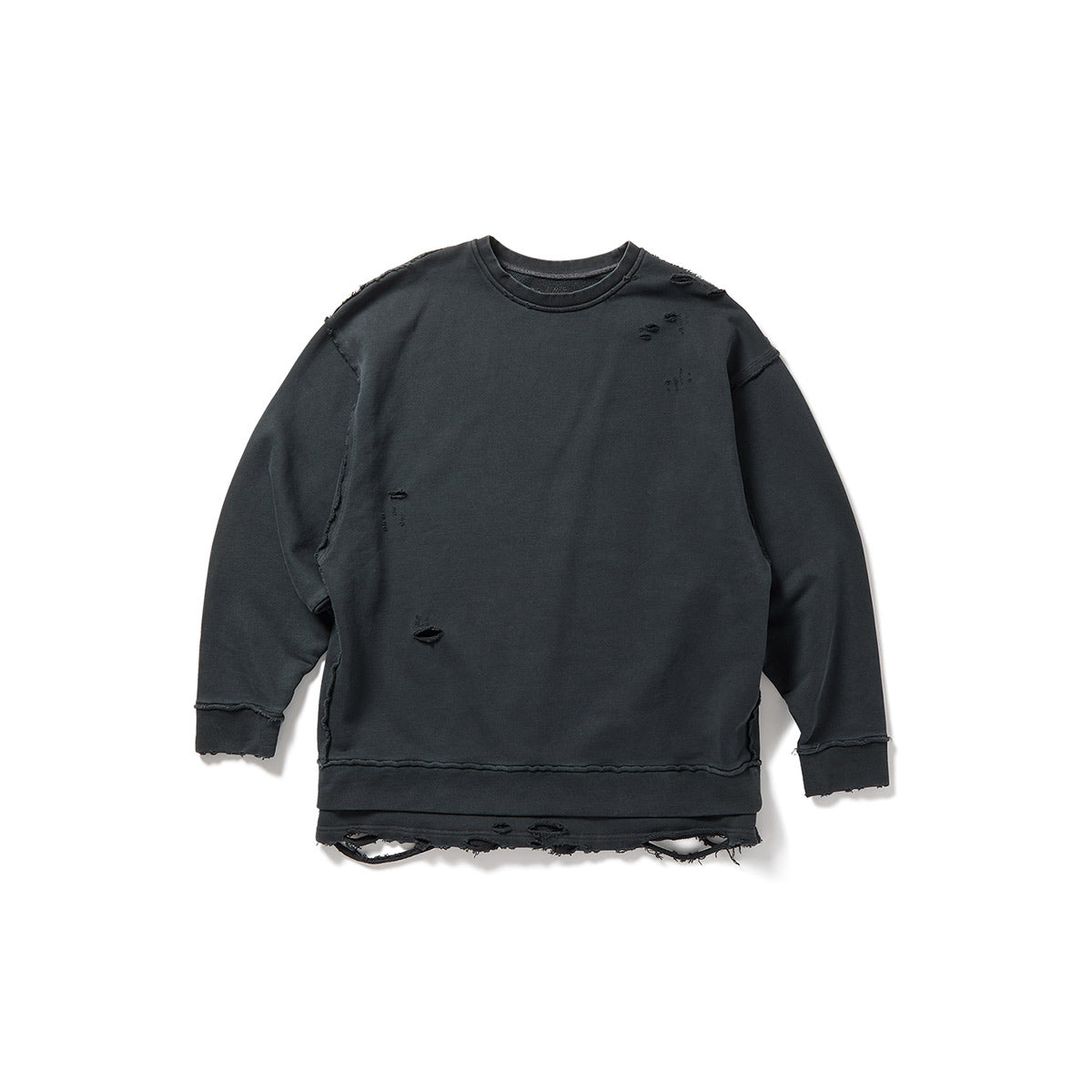 DISTRESS Step Layered Sweatshirt / Gray
