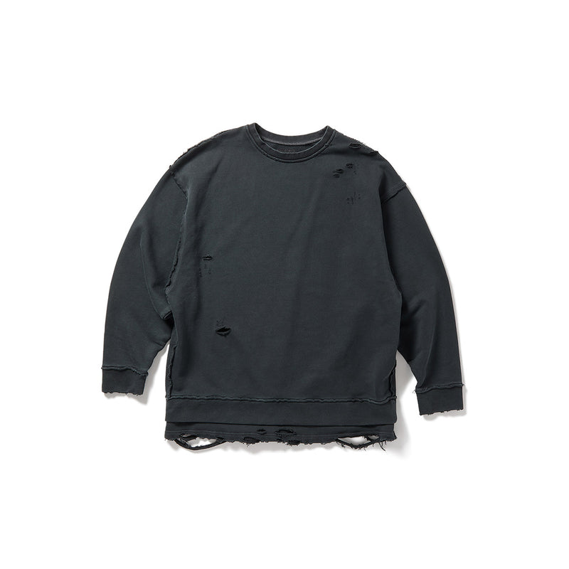 DISTRESS Step Layered Sweatshirt / Gray