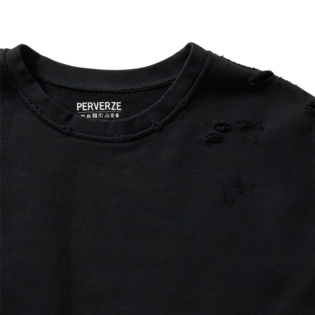 【PERVERZE】Layered Sweatshirt DISTRESS Step Layered Sweatshirt / Black – PERVERZE