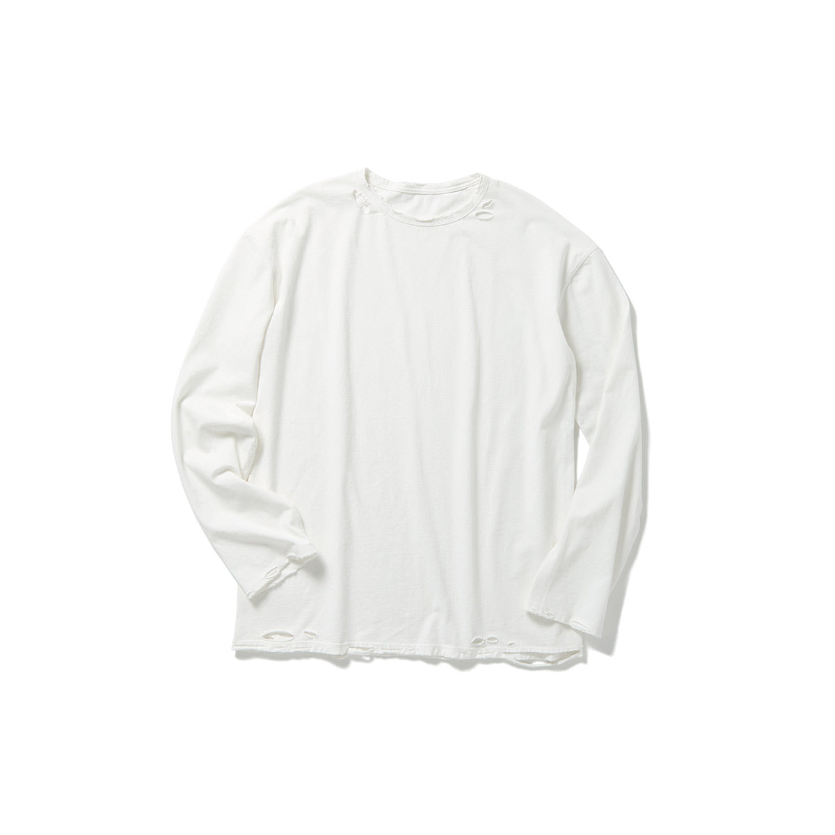 DISTRESS Regular Long Sleeve T-Shirt / White