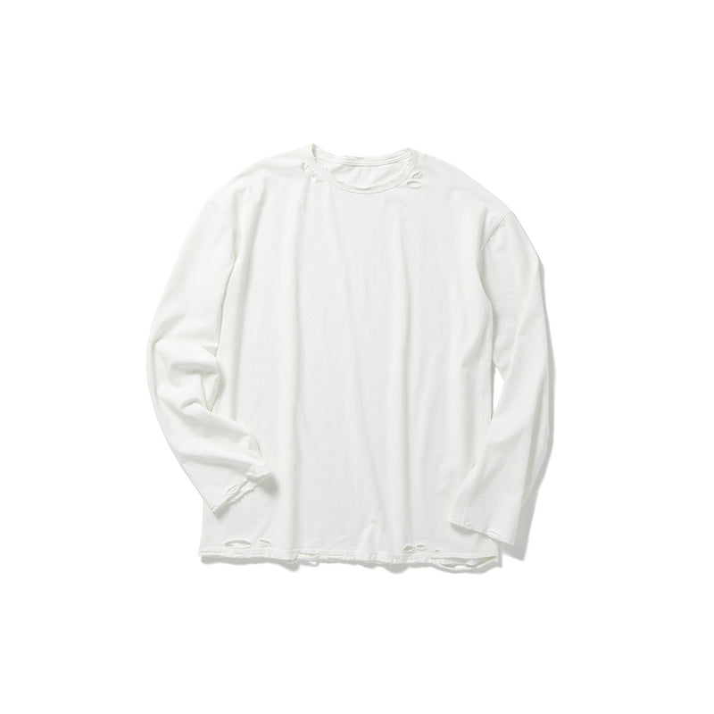 DISTRESS Regular Long Sleeve T-Shirt / White