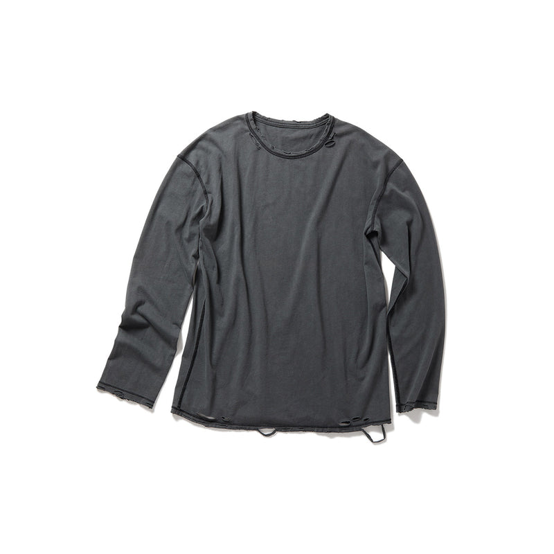 DISTRESS Regular Long Sleeve T-Shirt / Black