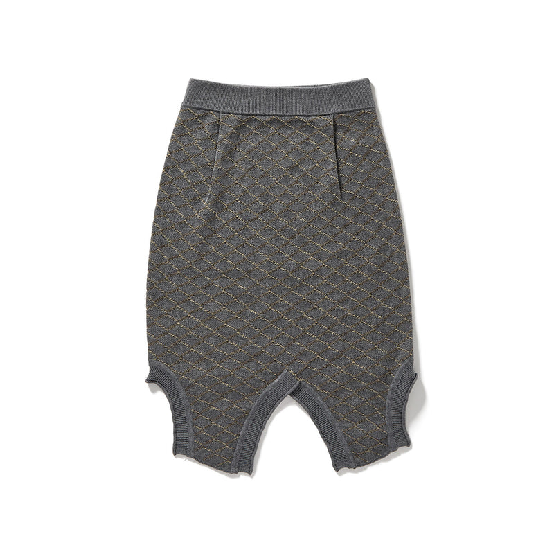 Stitch-check Knit Vest Skirt / Gray