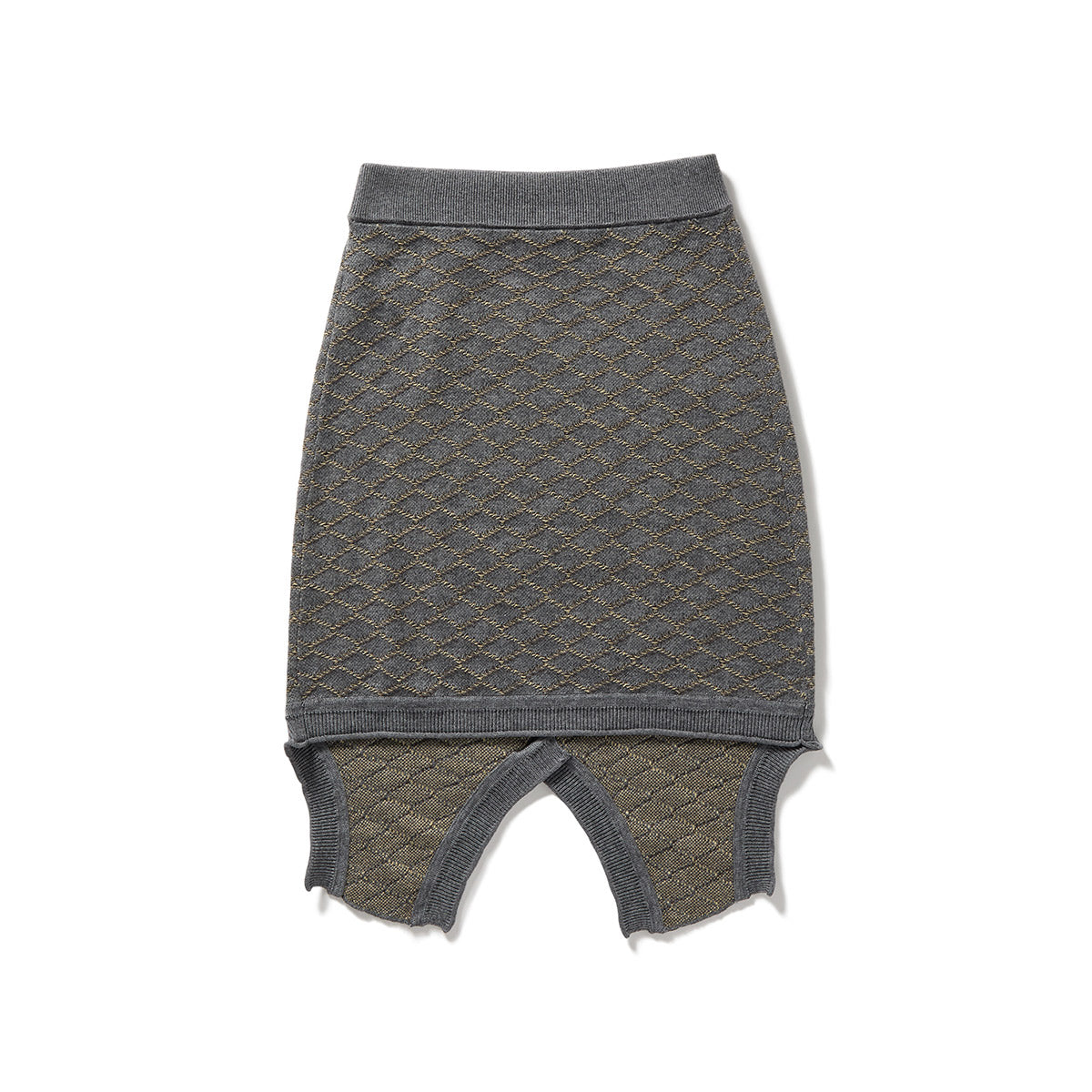 Stitch-check Knit Vest Skirt / Gray