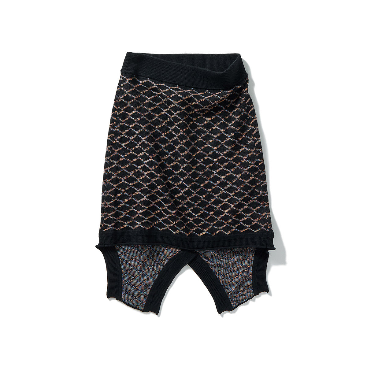 Stitch-check Knit Vest Skirt / Black