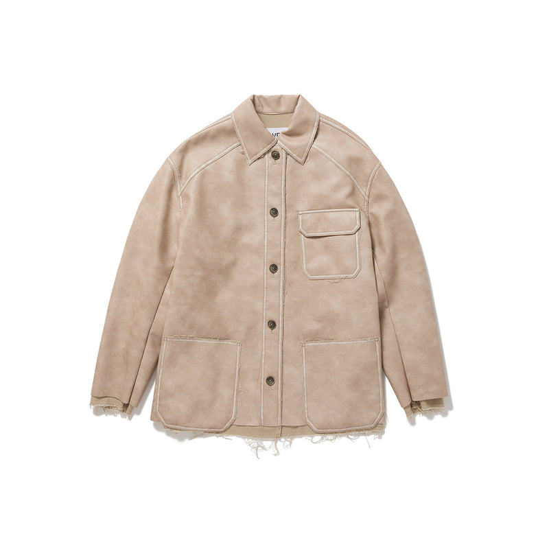 Washed Leather Jacket / Pink
