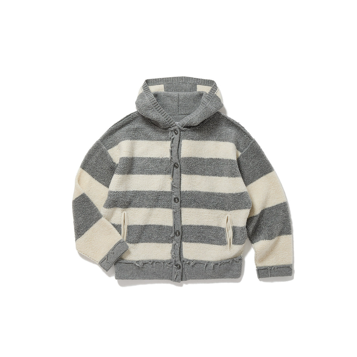 Textured Stripe Knit Cardigan / Gray