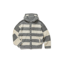 Textured Stripe Knit Cardigan / Gray