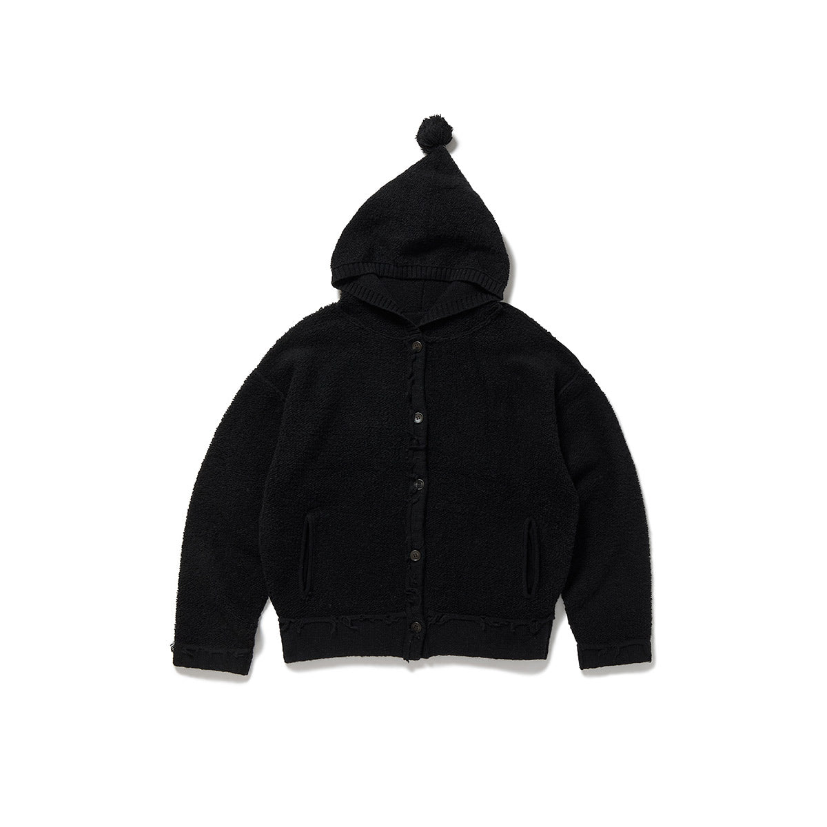 Textured Stripe Knit Cardigan / Black