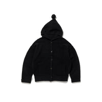 Textured Stripe Knit Cardigan / Black
