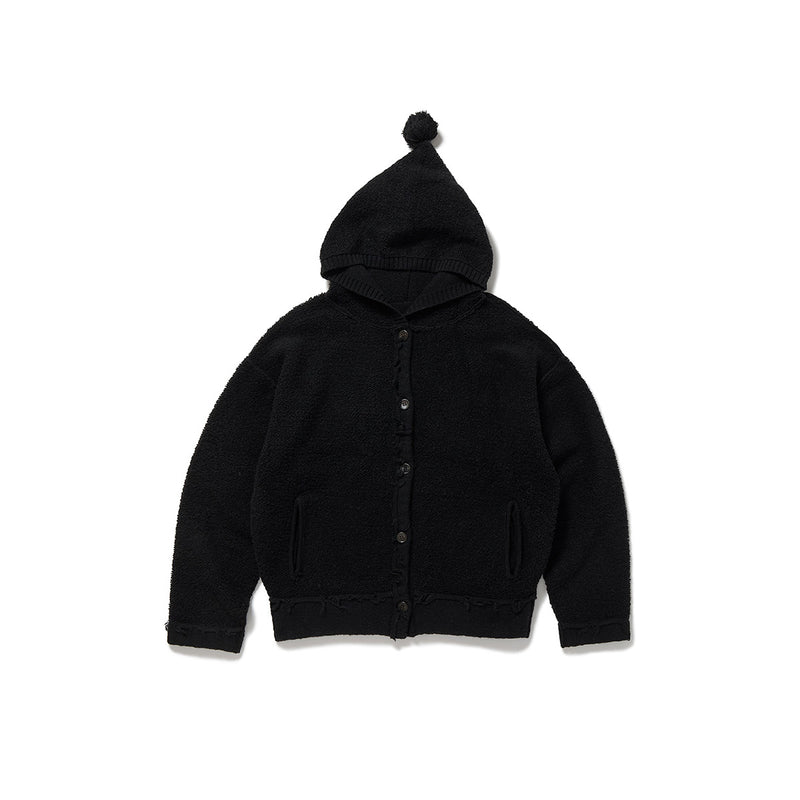 Textured Stripe Knit Cardigan / Black