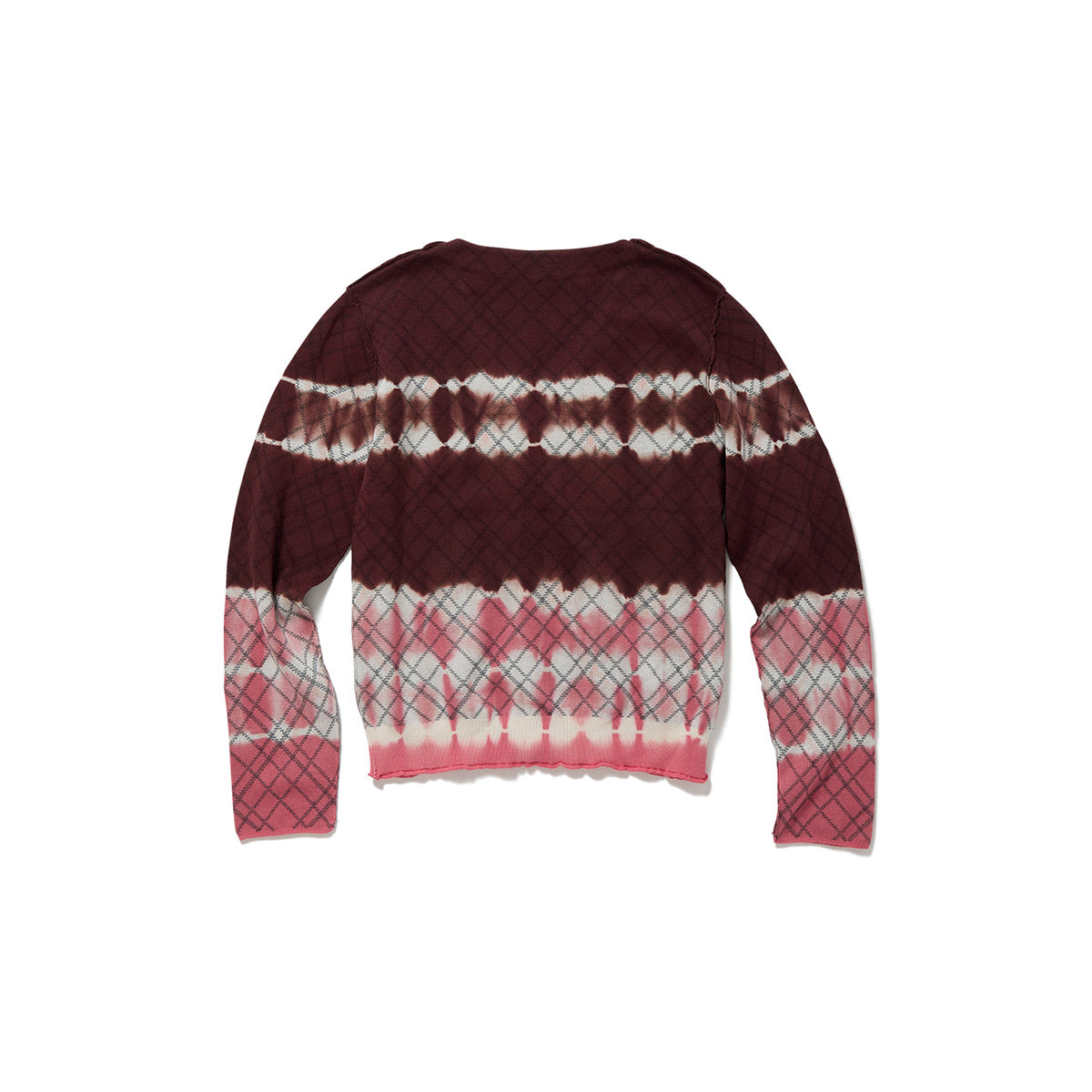 【PERVERZE】Dip-dye Check Knit Cardig Dip-dye Check Knit Cardigan / Red – PERVERZE