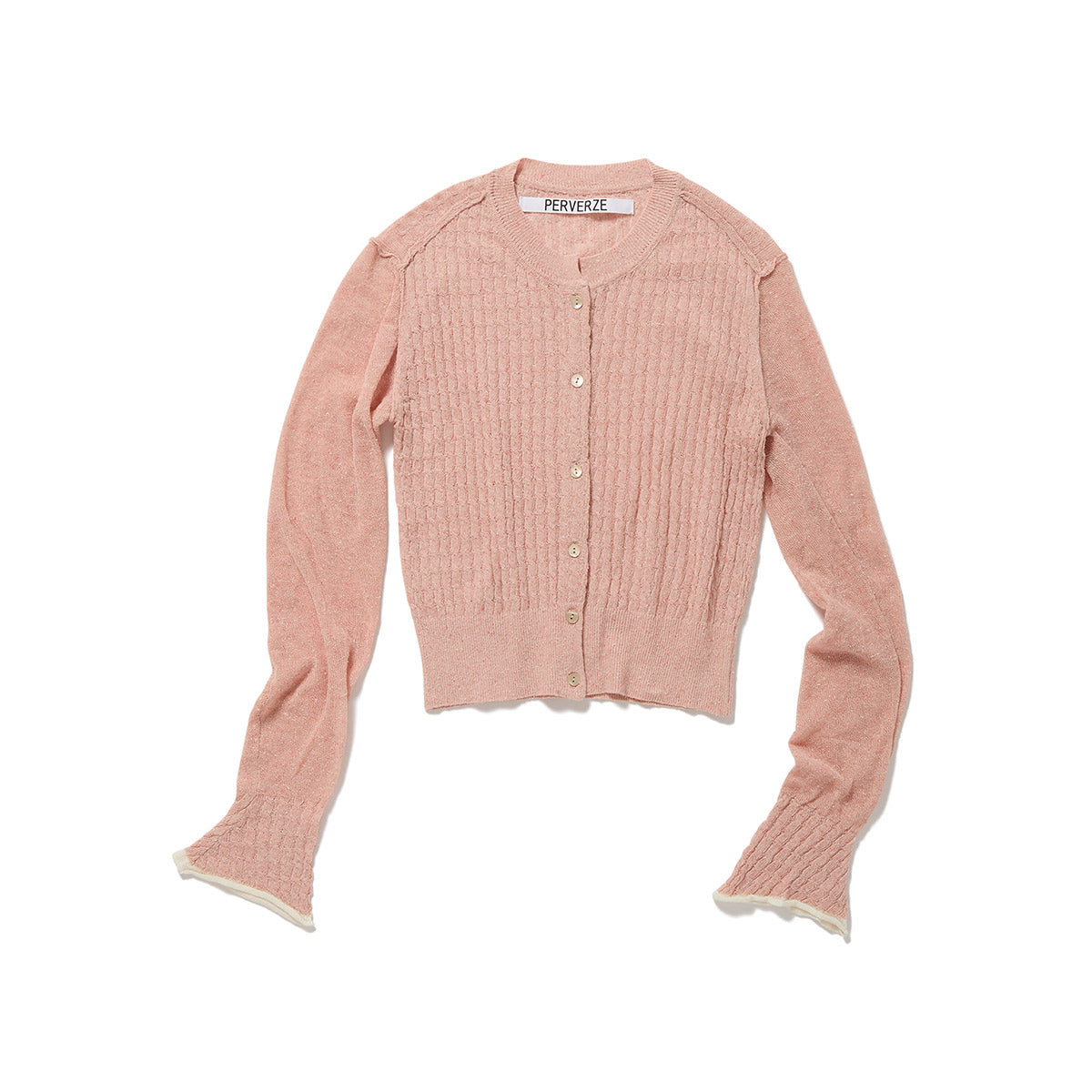 Silk Thin Cable Knit Cardigan / Pink