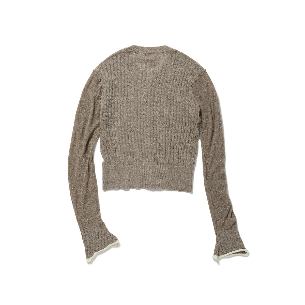 Silk Thin Cable Knit Cardigan / Beige