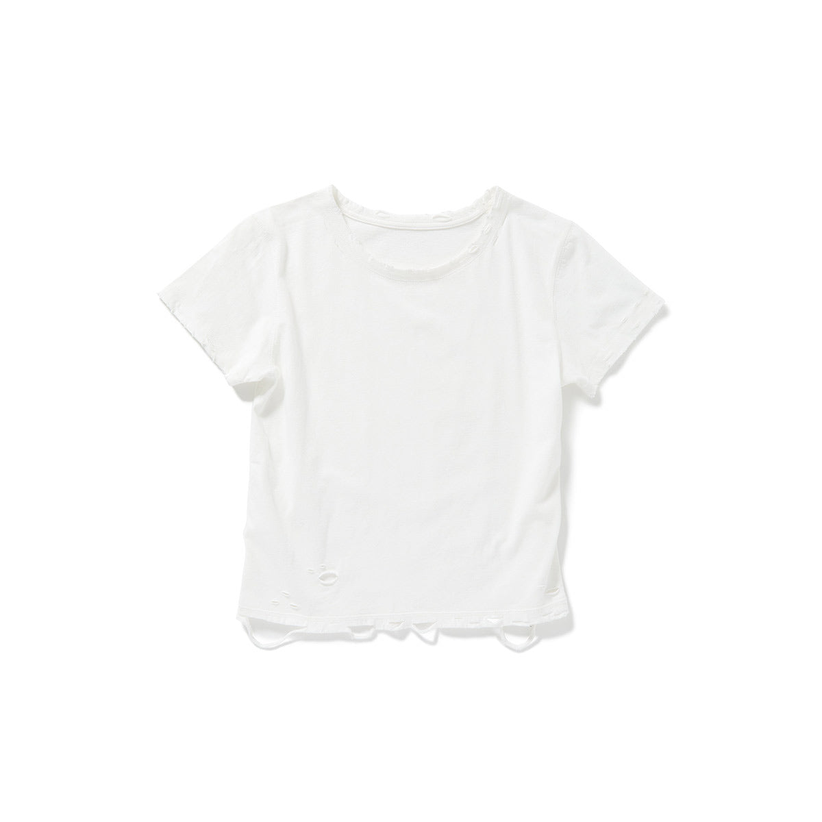 DISTRESS Regular T-Shirt  #FITTED / White