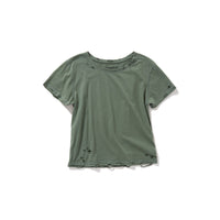 DISTRESS Regular T-Shirt  #FITTED / Khaki