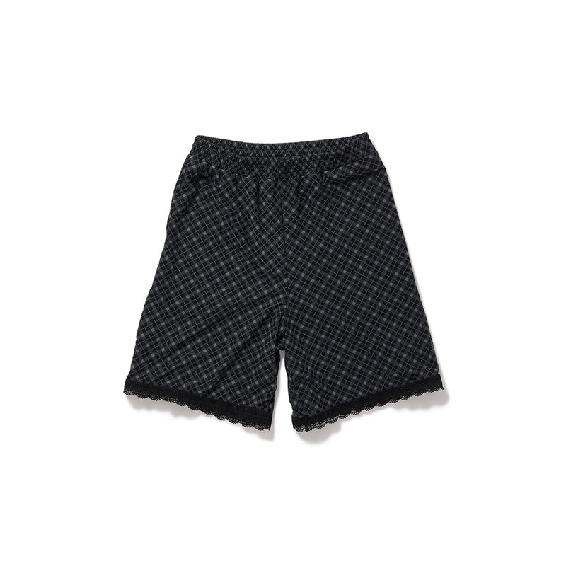Lace-trim Loose Slip Shorts / Black