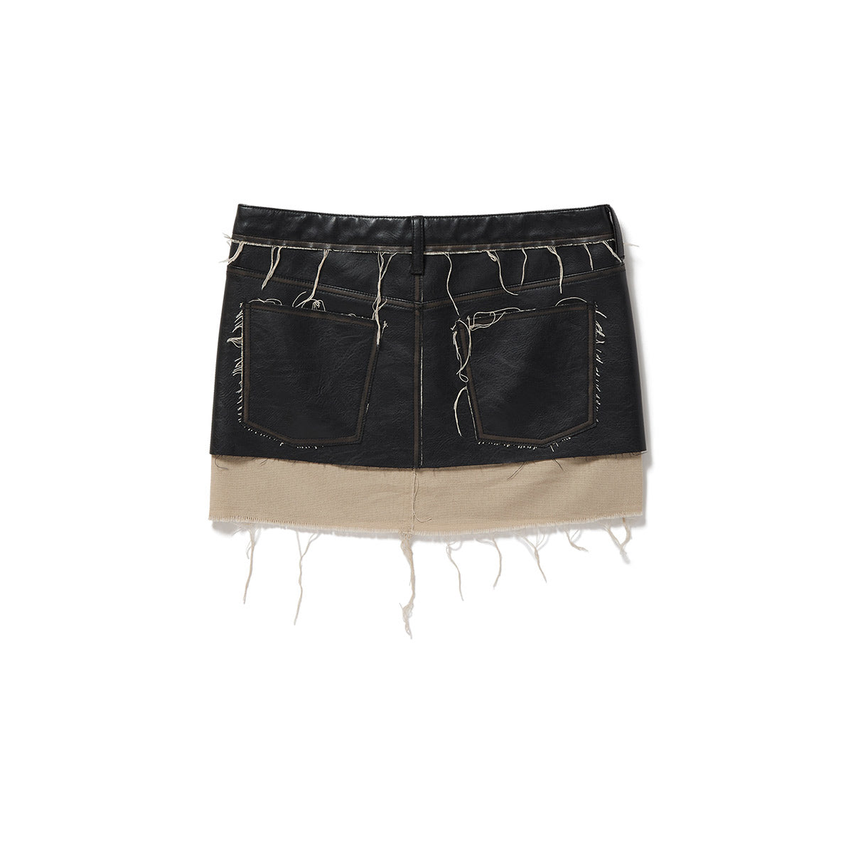 Washed Leather Mini Skirt / Black