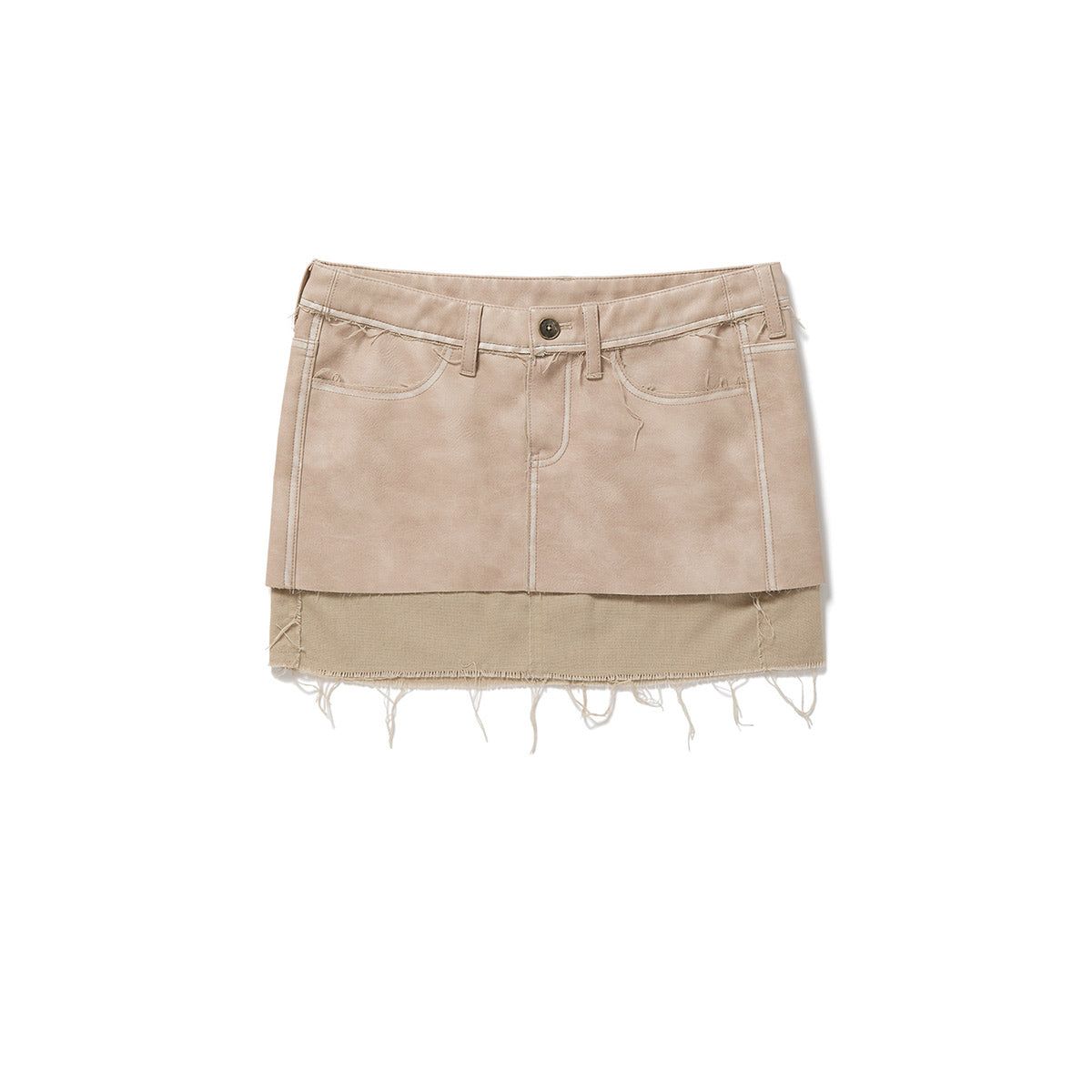 Washed Leather Mini Skirt / Pink