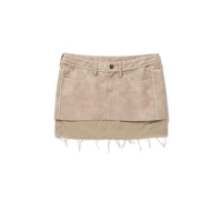 Washed Leather Mini Skirt / Pink