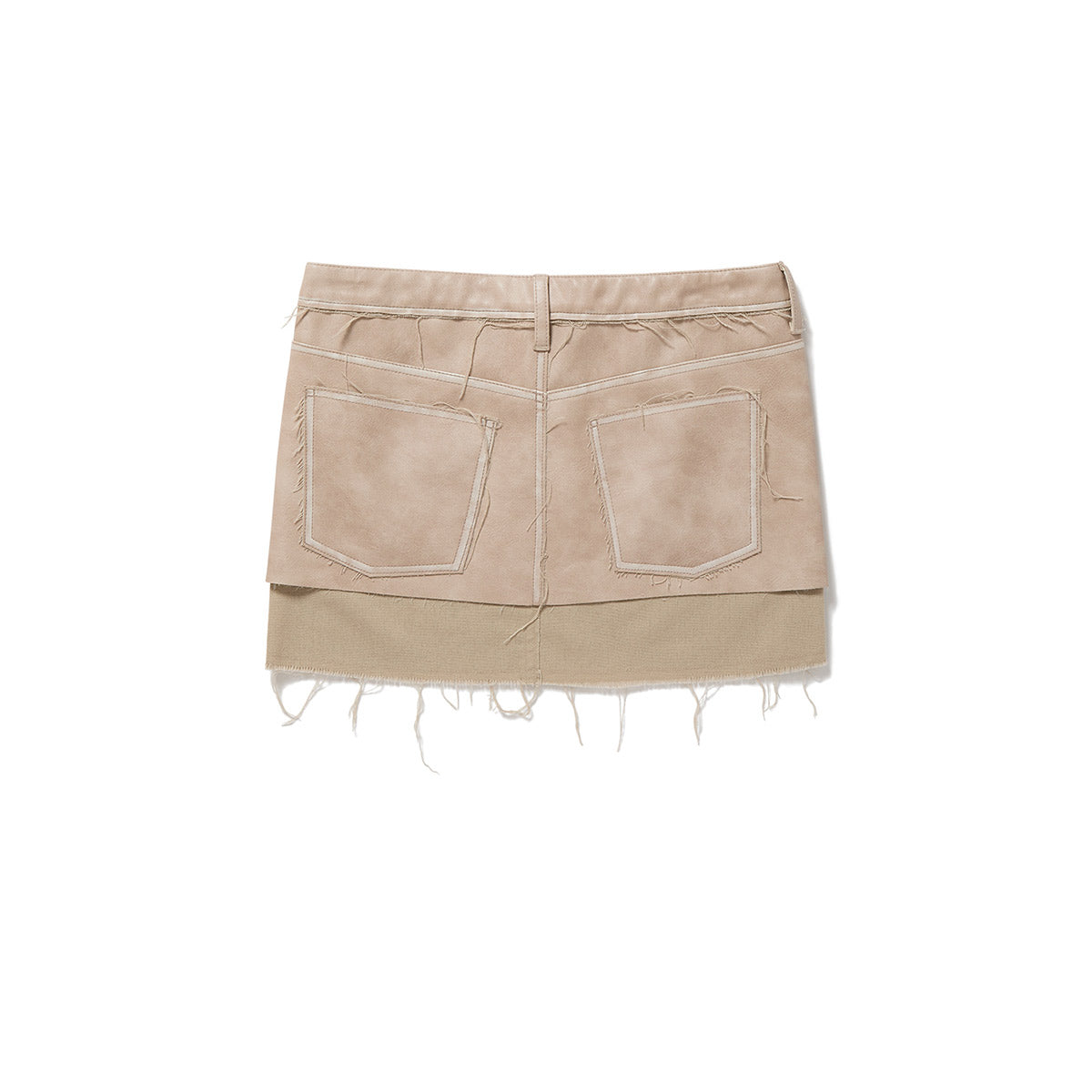Washed Leather Mini Skirt / Pink
