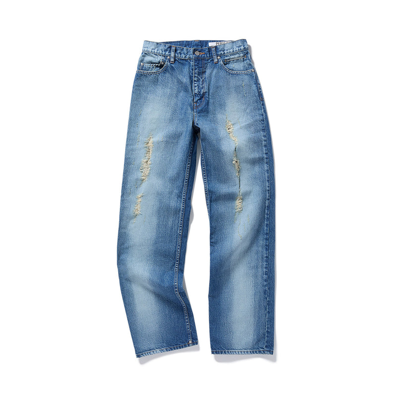 Washed-out Loose Straight Denim / Blue