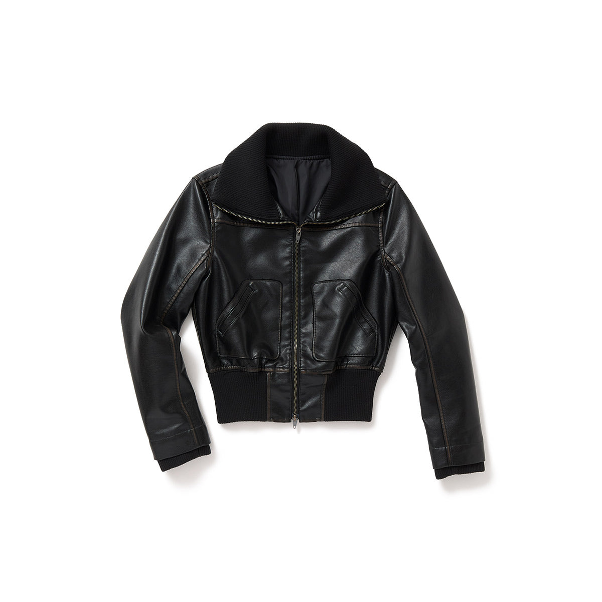 Faded Leather Blouson / Black