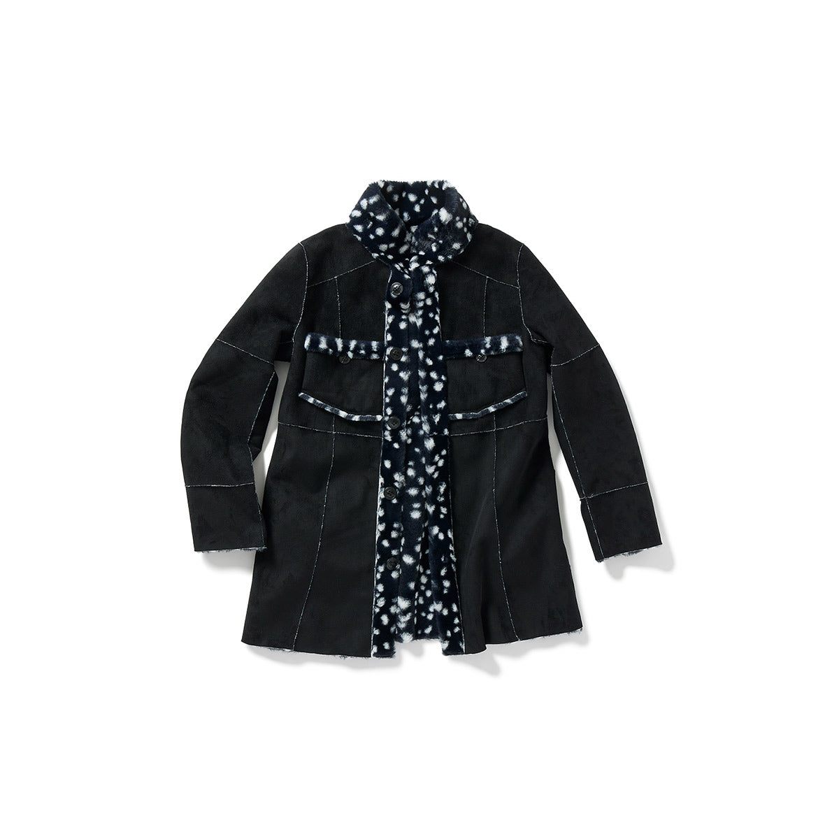 Paneled Reversible Fur Coat / Mix